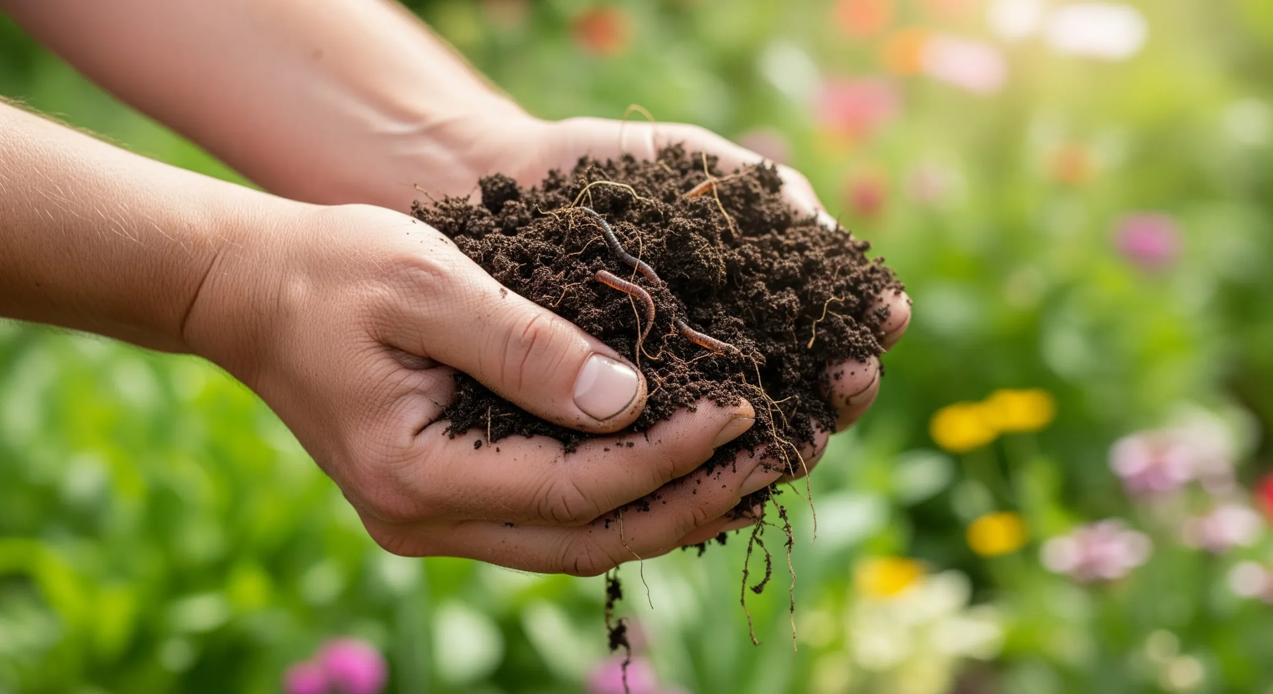 A handful of rich, dark topsoil.